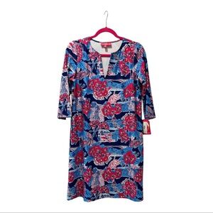 NWT Kaeli Smith West Virginia Floral Print Dress with 3/4 Sleeves